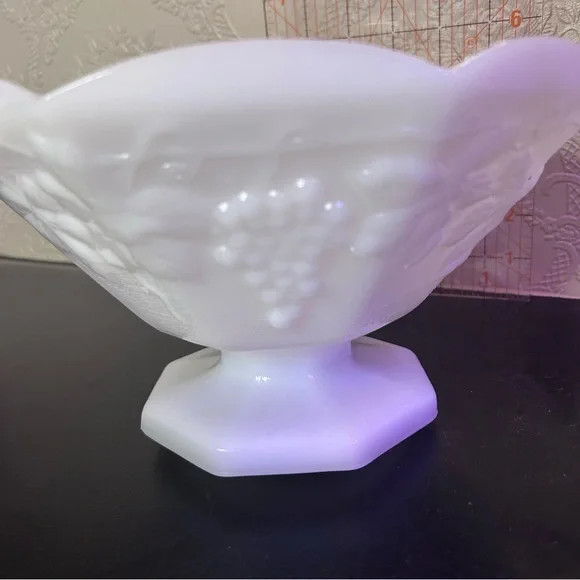 Vintage White Milk Glass Pedestal Bowl - Picture 2 of 7